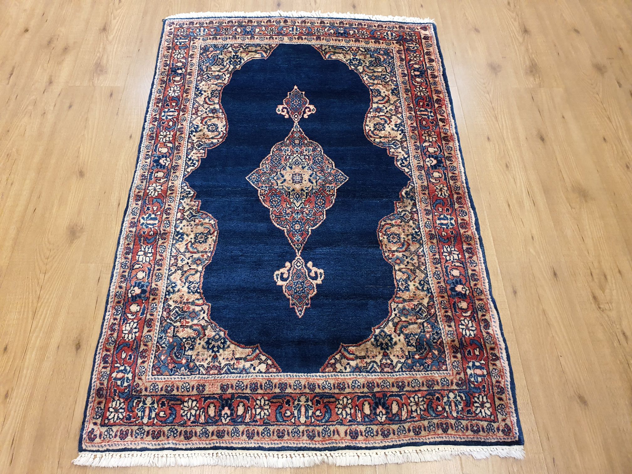 naaimachine Kolonisten Vooravond 158x103 vintage handgeknoopt perzisch tapijt Sarough ID4738 - Vintage  Perzische en Oosterse Tapijten