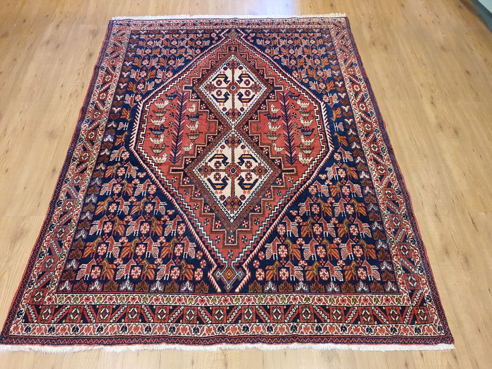 Eigenwijs oud Wijden 200x150 vintage handgeknoopt perzisch tapijt afshar ID5371 - Vintage  Perzische en Oosterse Tapijten