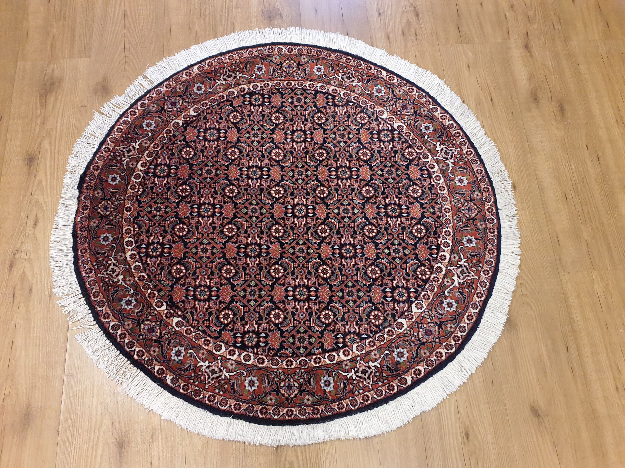 test knal Landschap 110 Rond vintage handgeknoopt perzisch tapijt bidjar rond ID9596 - Vintage  Perzische en Oosterse Tapijten