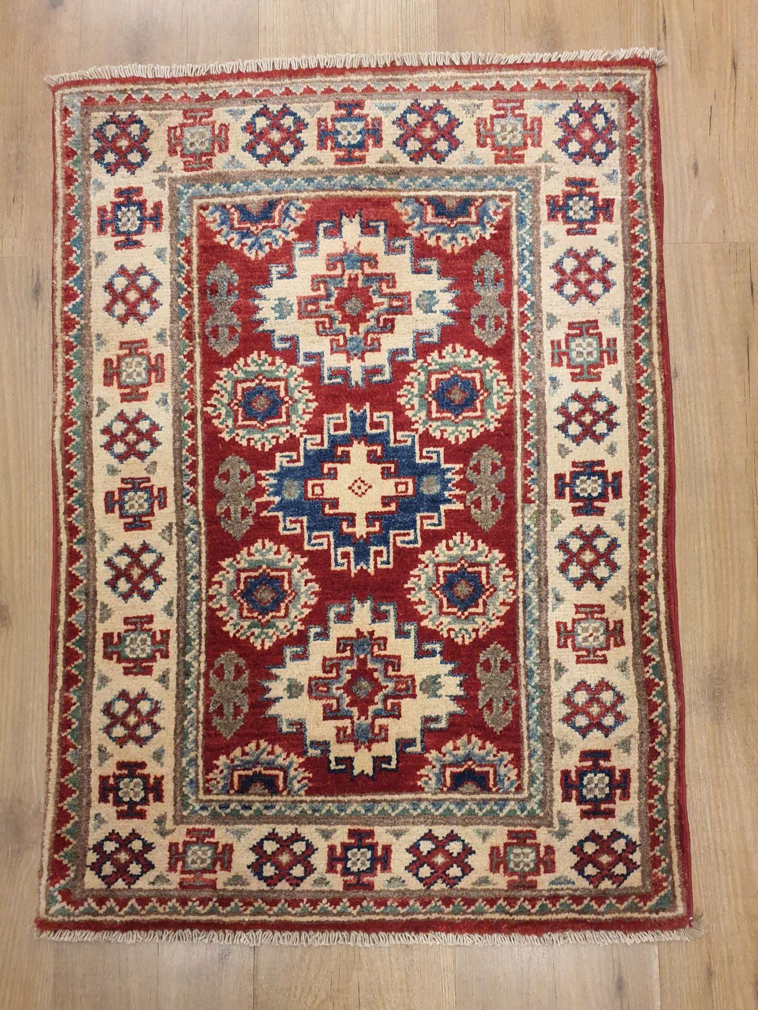 misdrijf katje bevolking 088x61 handgeknoopt oosters tapijt kazak ID14333 - Vintage Perzische en Oosterse  Tapijten