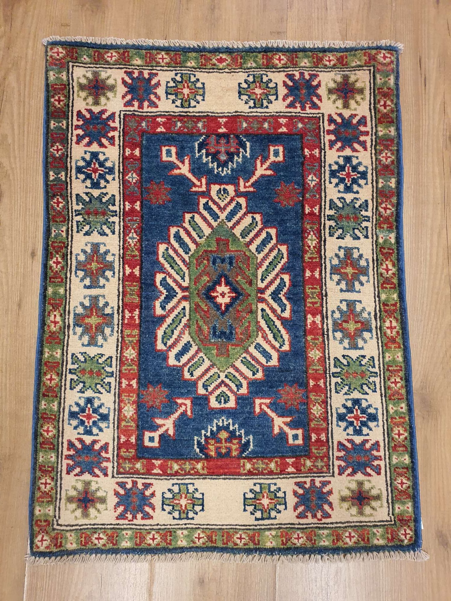 tijdelijk Extreem Wereldrecord Guinness Book 084x60 handgeknoopt oosters tapijt kazak ID15098 - Vintage Perzische en  Oosterse Tapijten