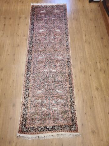 313x93 vintage handgeknoopt perzisch tapijt loper kashmir zijde ID16143