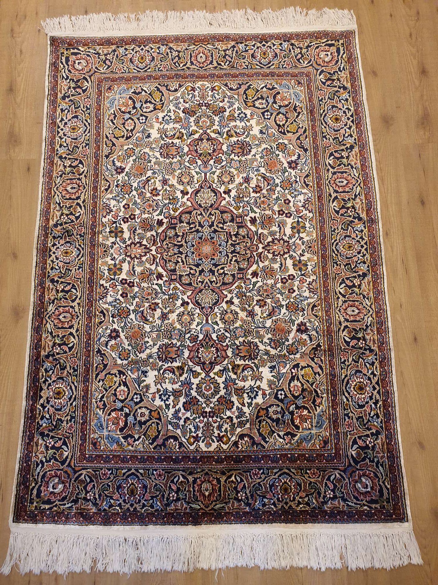 200x124 vintage tapijt kashmir zijde ID16690 - Vintage Perzische en Tapijten