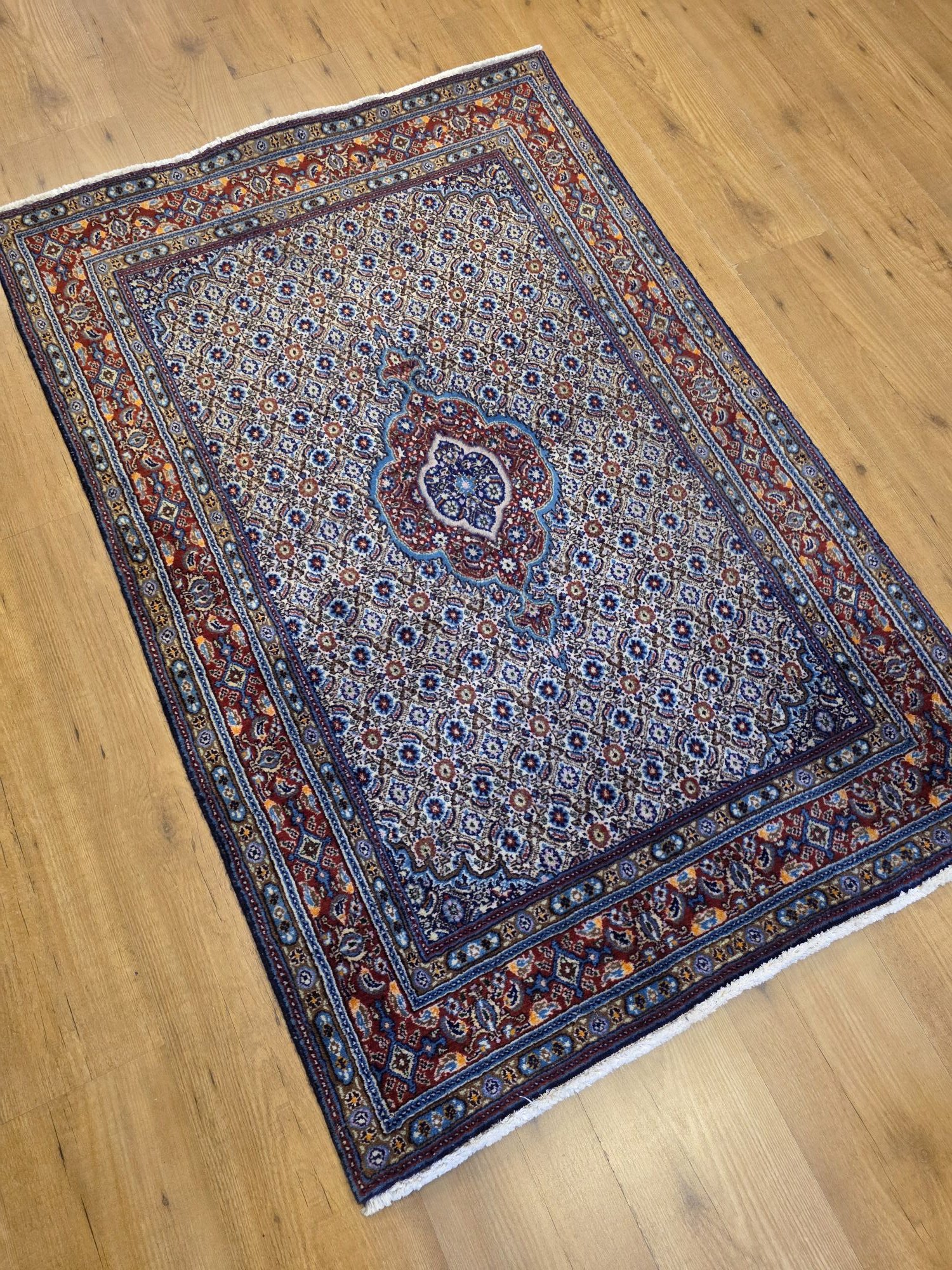 146x97 vintage handgeknoopt perzisch tapijt moud ID28927 - Afbeelding 4