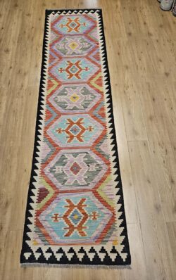 296x76 handgeweven oosterse wollen kelim loper ID30317