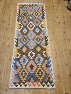 245x88 handgeweven oosterse wollen kelim loper ID30591