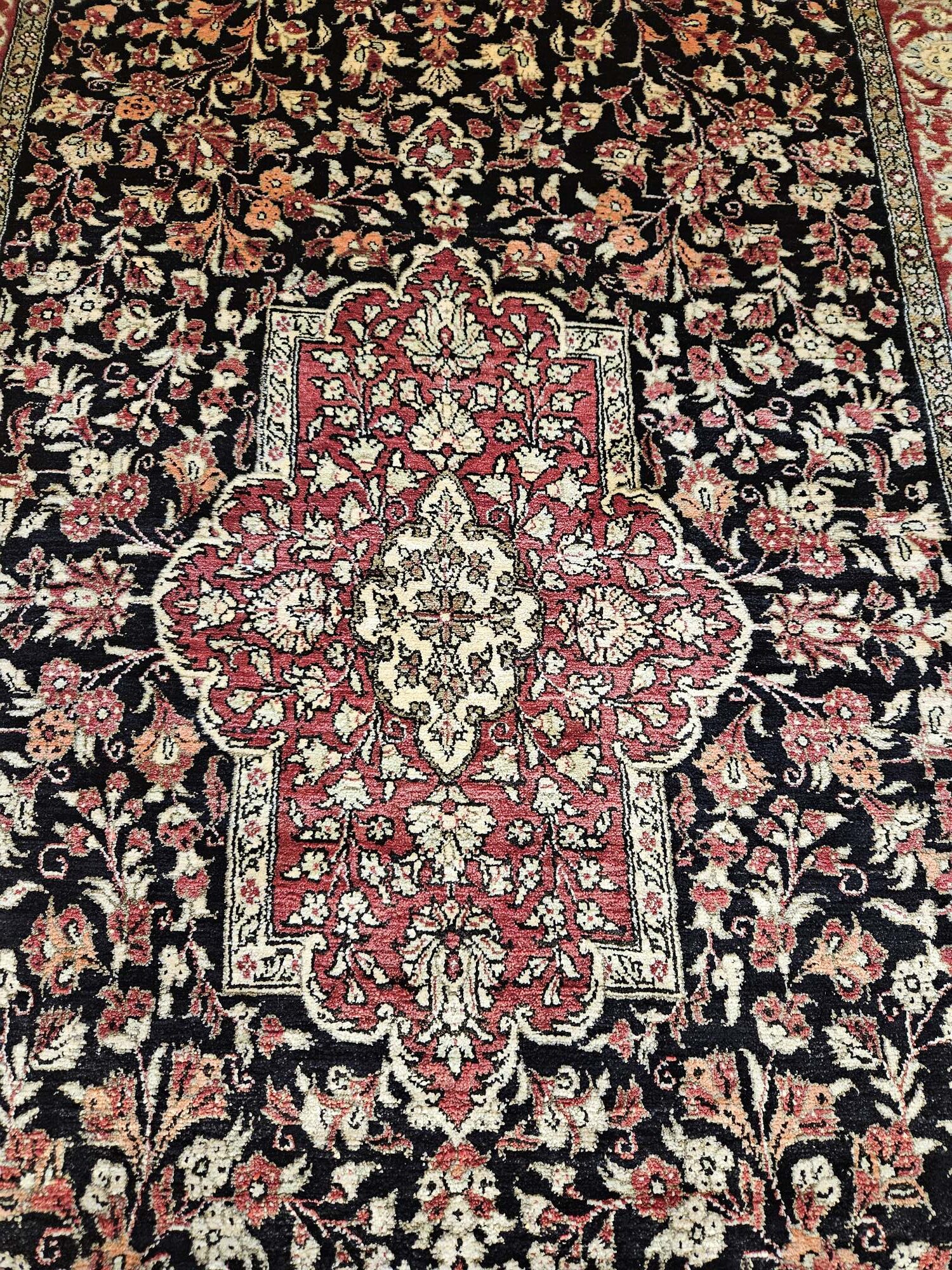 150x96 vintage handgeknoopt perzisch tapijt ghom zijde ID31339 - Afbeelding 2