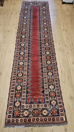 371x92 vintage handgeknoopt perzisch tapijt loper kazak ID31709