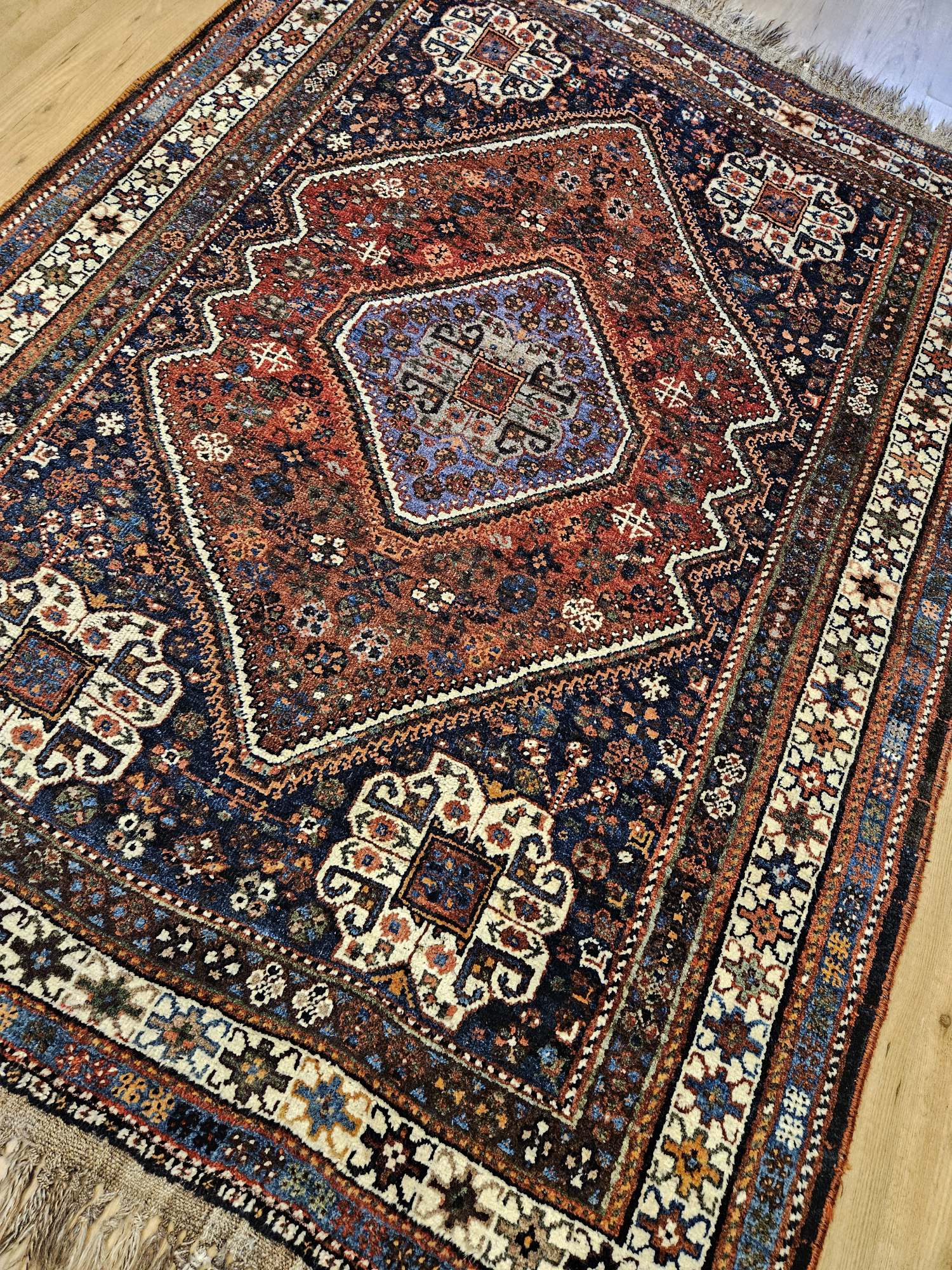 225x153 vintage handgeknoopt perzisch tapijt qashqai ID31734 - Afbeelding 2