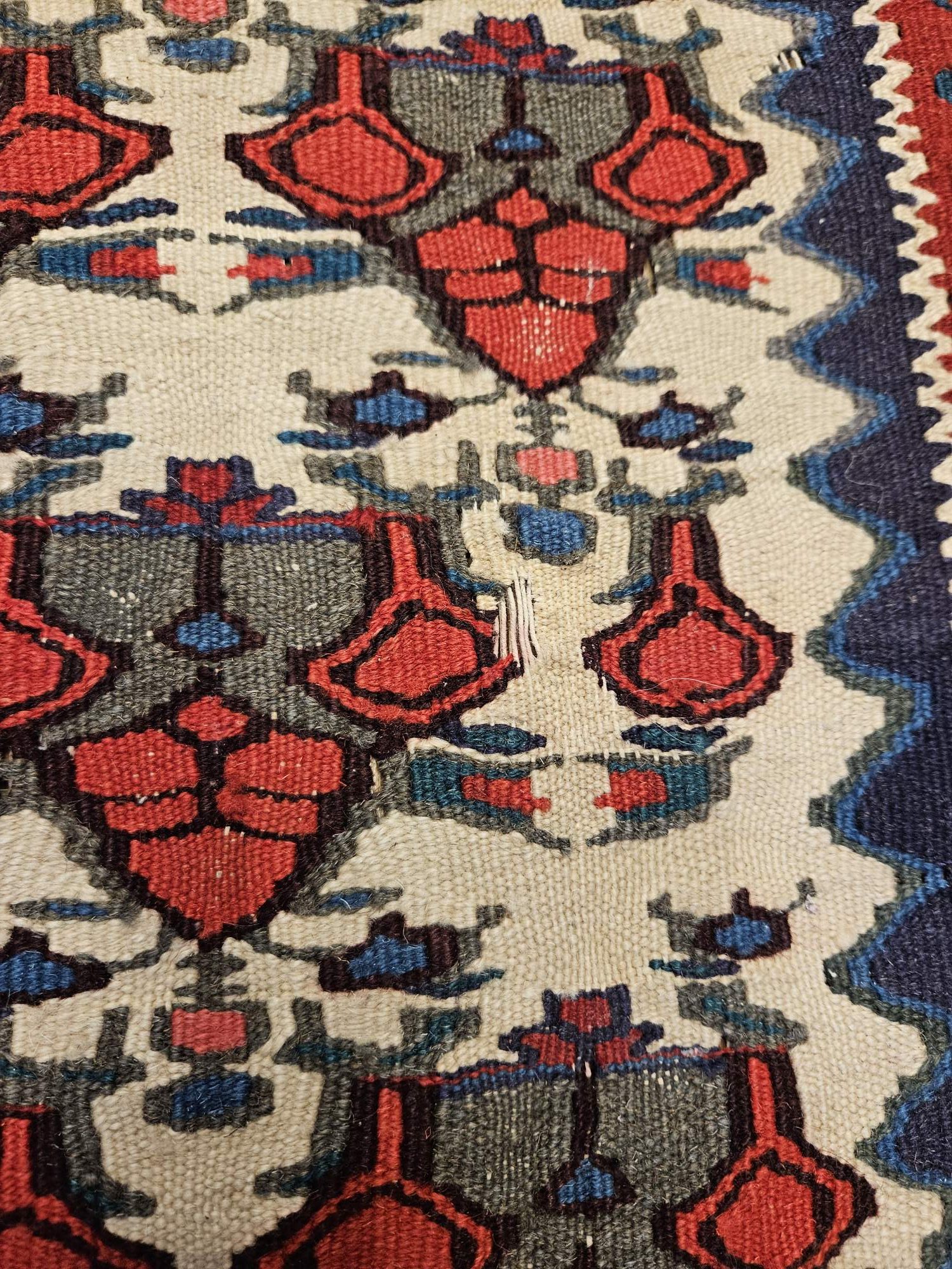 183x104 vintage handgeweven perzische wollen kelim ID32107 - Afbeelding 2