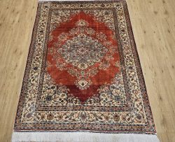 190x130 vintage handgeknoopt oosters tapijt Zijde ID32123