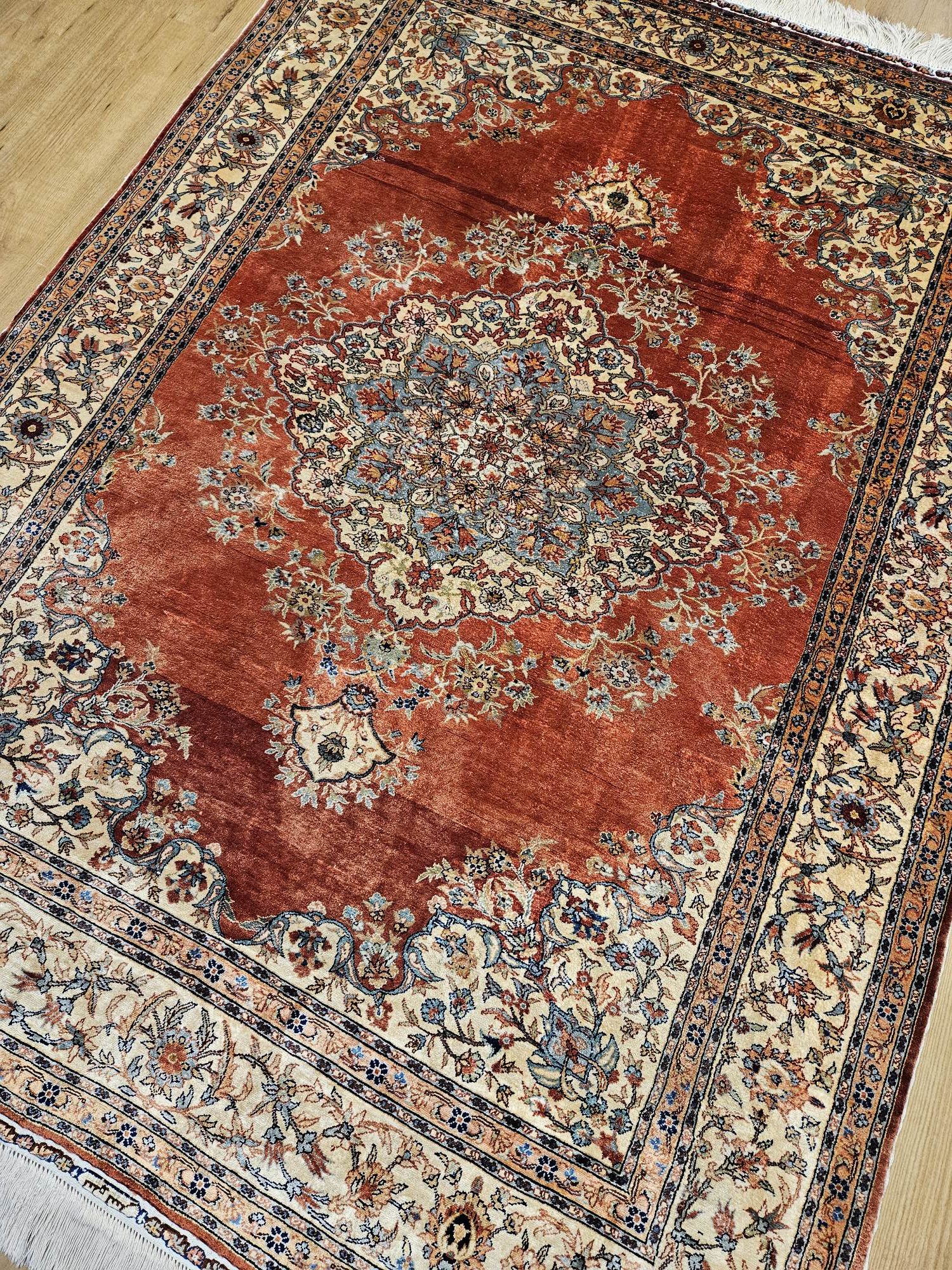 190x130 vintage handgeknoopt oosters tapijt Zijde ID32123 - Afbeelding 2