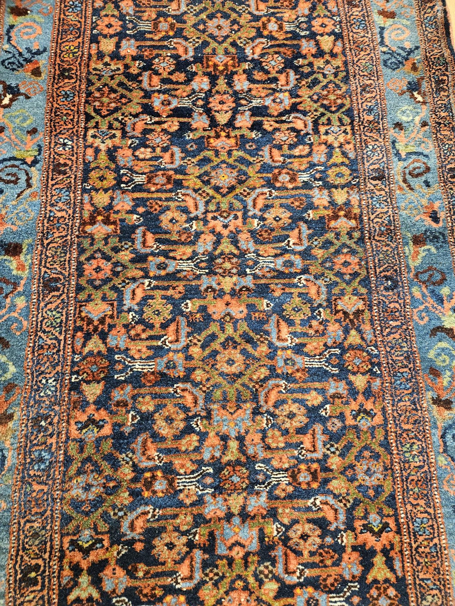 507x84 vintage handgeknoopt perzisch tapijt loper malayer antiek ID32233 - Afbeelding 2