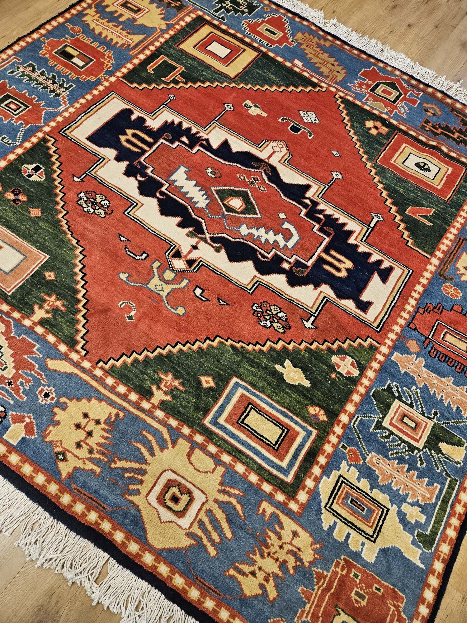 190x199 vintage handgeknoopt oosters tapijt heriz ID32279 - Afbeelding 2