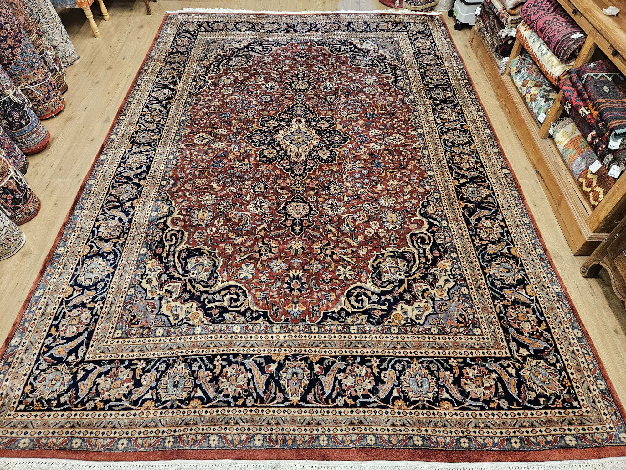 382x255 vintage handgeknoopt oosters tapijt kashan ID32353