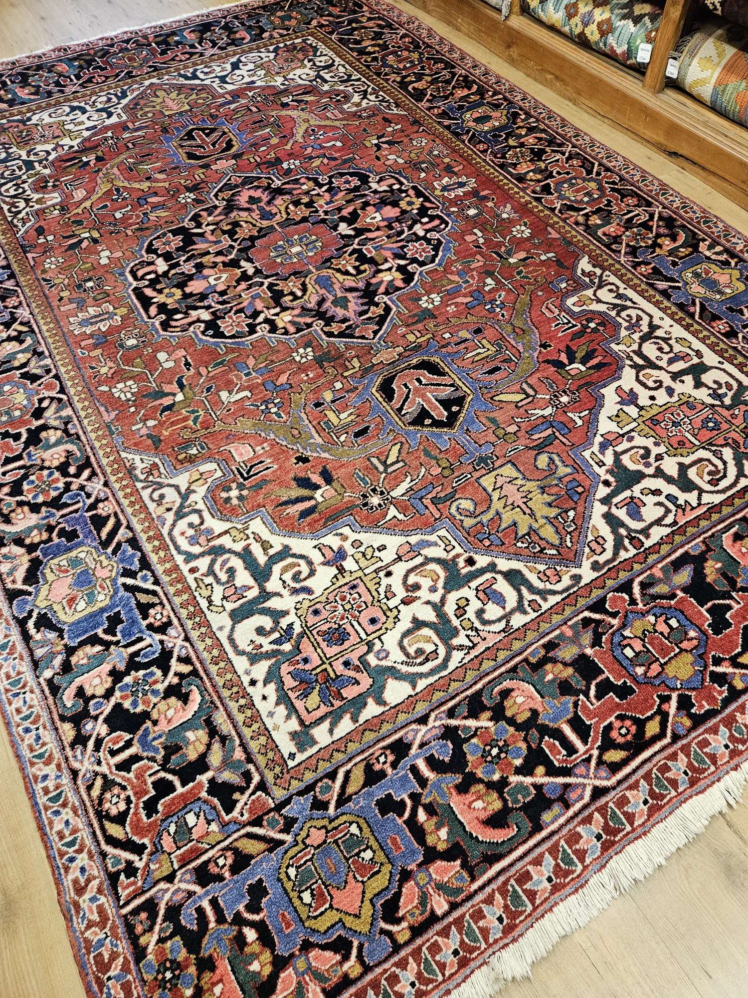 345x217 vintage handgeknoopt perzisch tapijt heriz ID32359 - Afbeelding 2