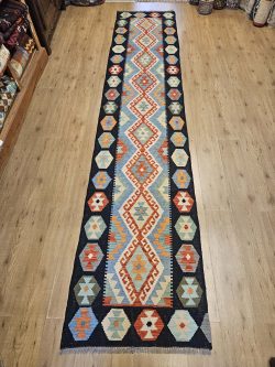 392x82 handgeweven oosterse wollen kelim loper ID32087