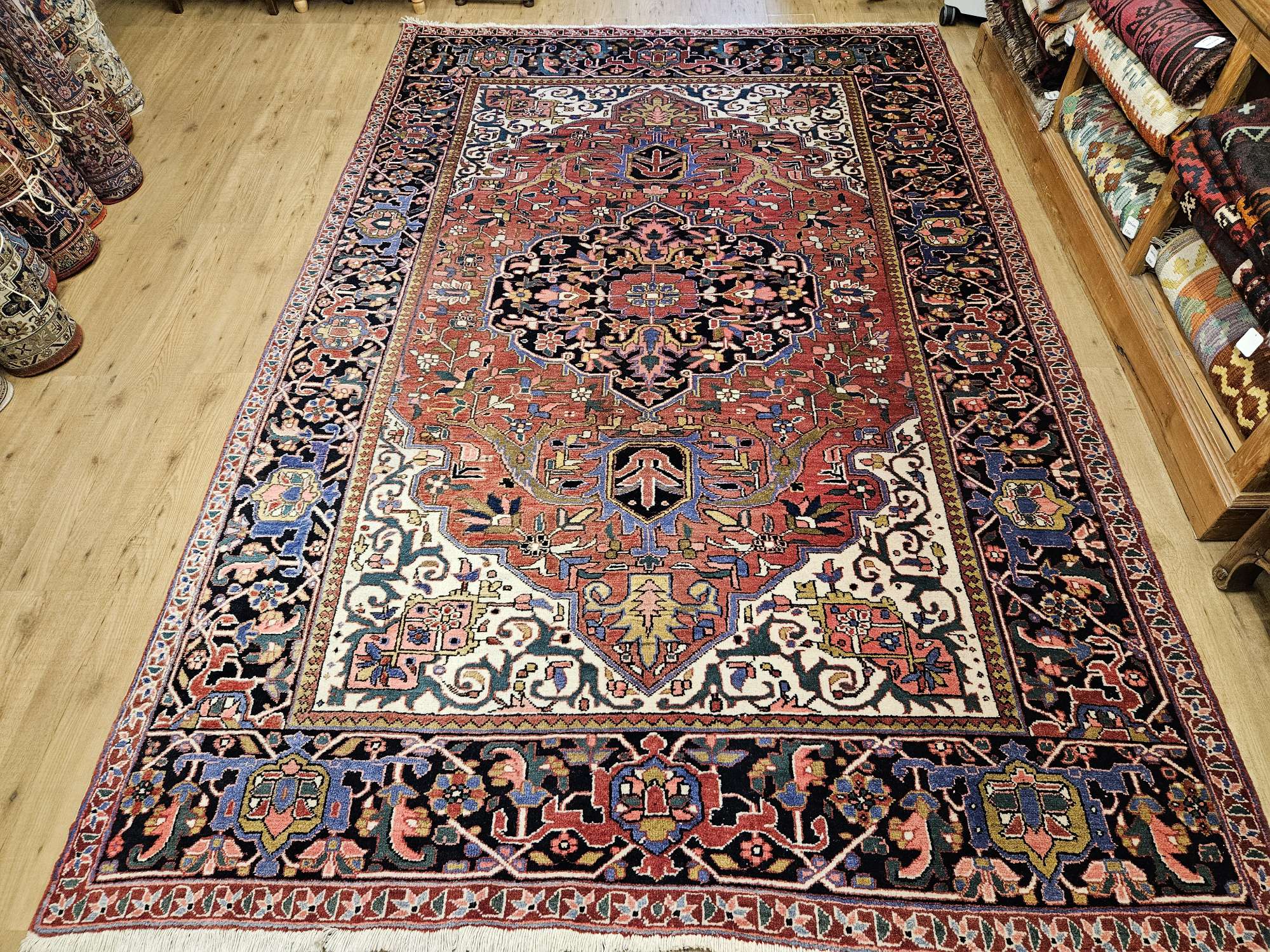 345x217 vintage handgeknoopt perzisch tapijt heriz ID32359