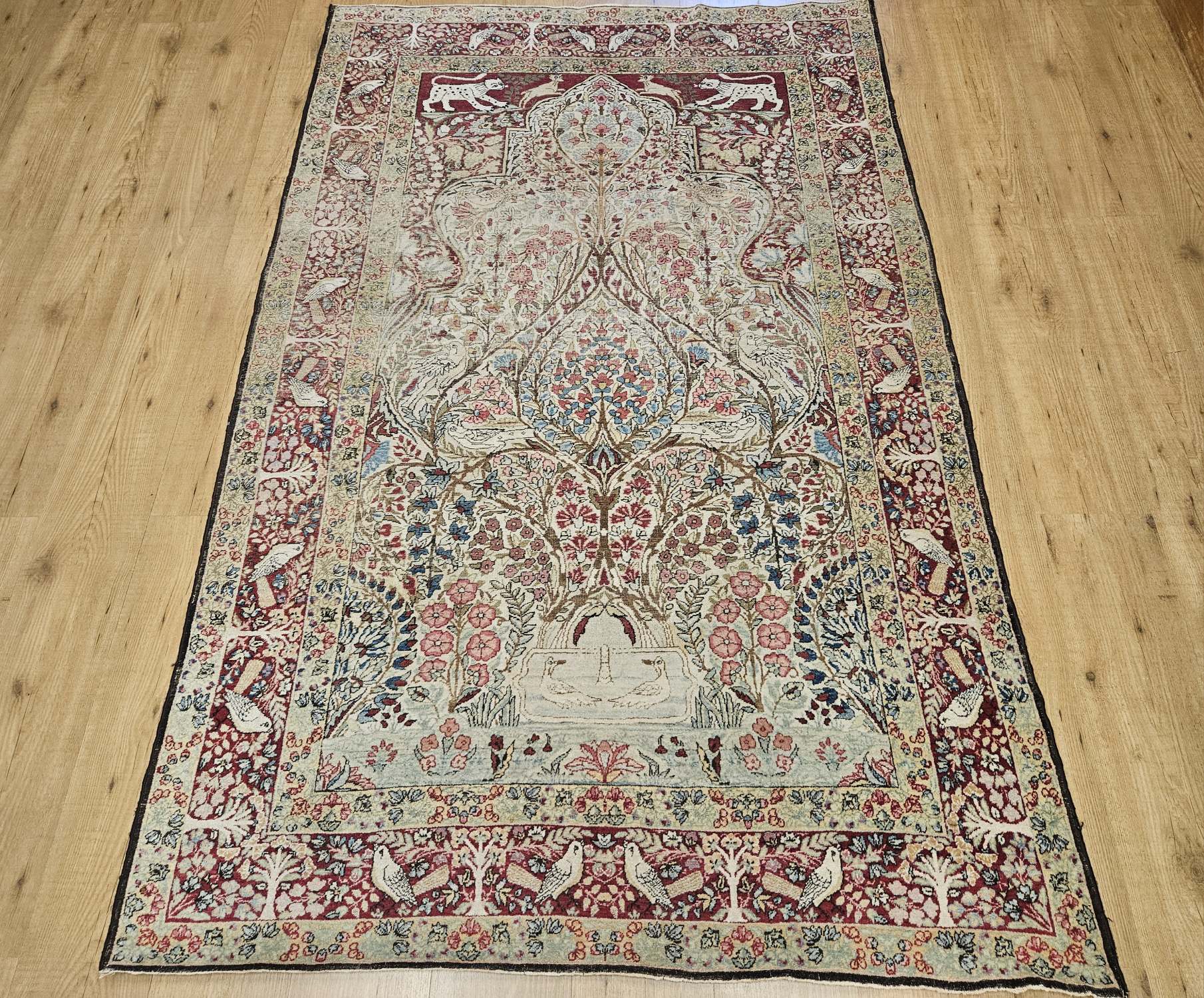 213x135 vintage handgeknoopt perzisch tapijt kirman antiek ID32302
