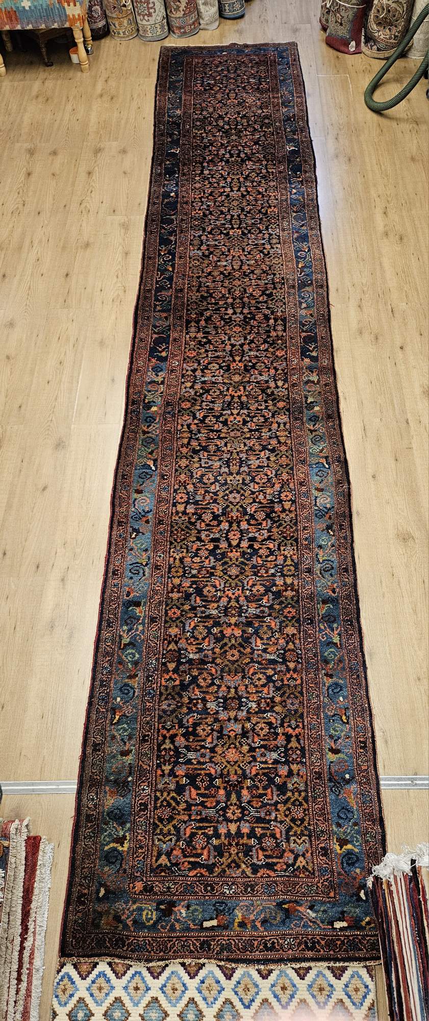 507x84 vintage handgeknoopt perzisch tapijt loper malayer antiek ID32233