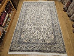 333x216 vintage handgeknoopt perzisch tapijt nain 6la met zijde ID32379