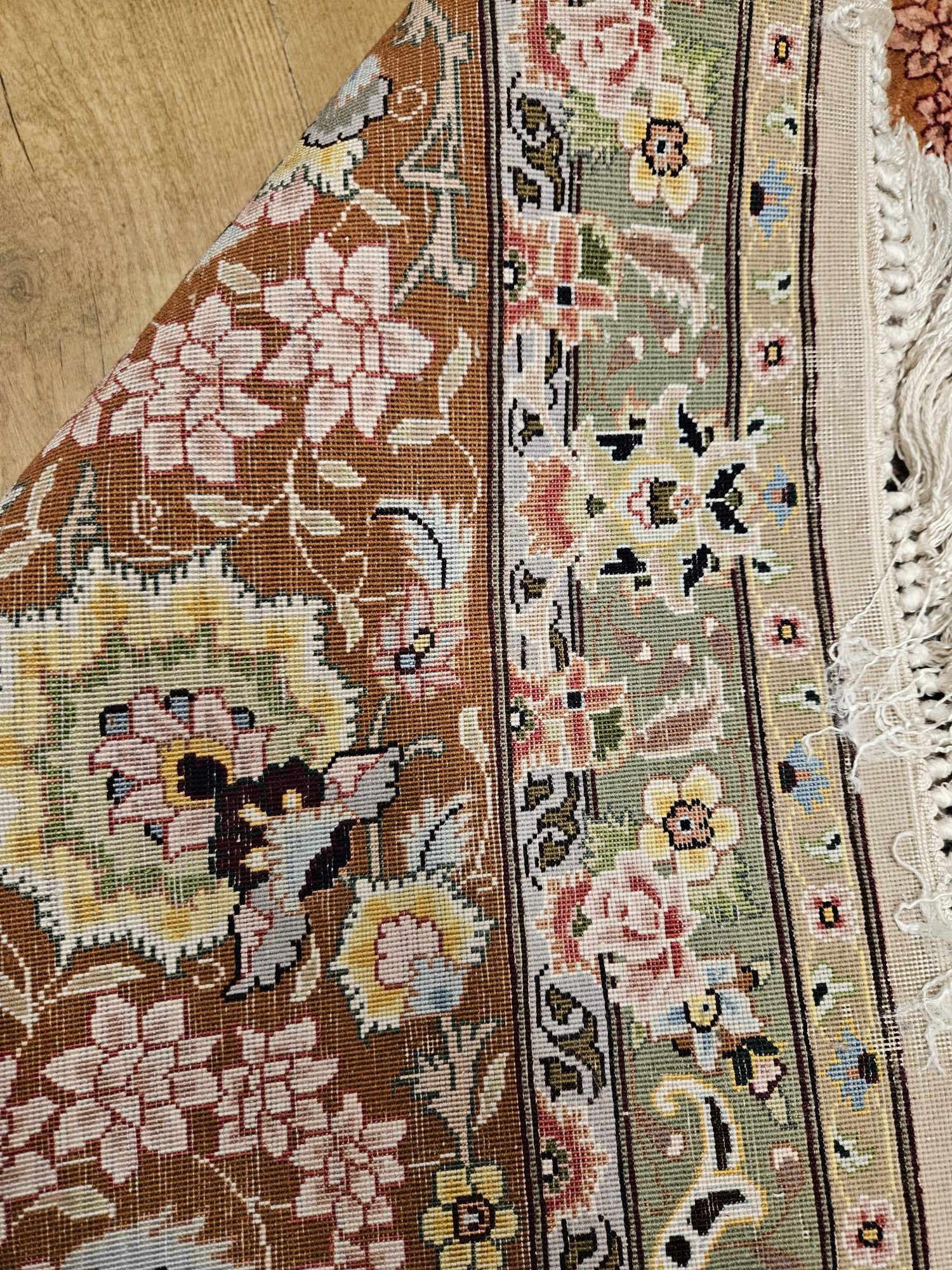 355x250 vintage handgeknoopt perzisch tapijt tabriz 60raj met zijde ID32416 - Afbeelding 3