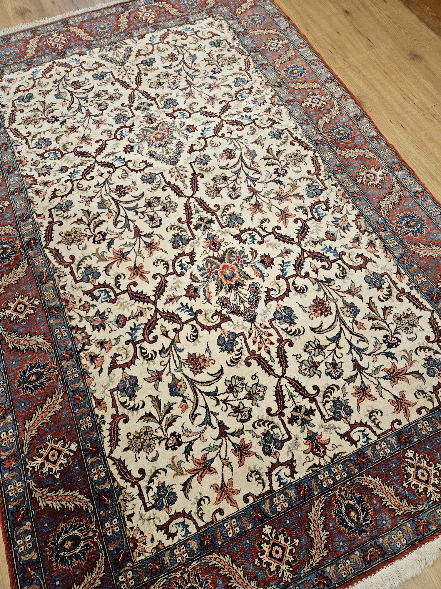 216x142 vintage handgeknoopt perzisch tapijt ghom ID32475 - Afbeelding 2