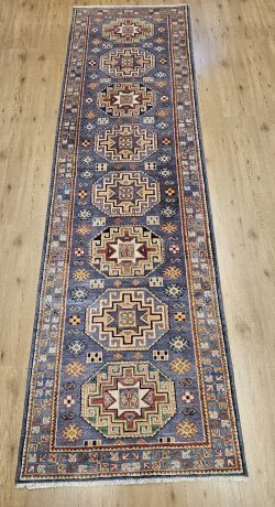 289x84 handgeknoopt oosters tapijt loper kazak ID32723