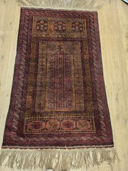 145x86 vintage handgeknoopt perzisch tapijt beloutch ID32584
