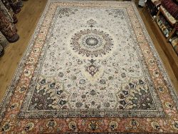 355x250 vintage handgeknoopt perzisch tapijt tabriz 60raj met zijde ID32416