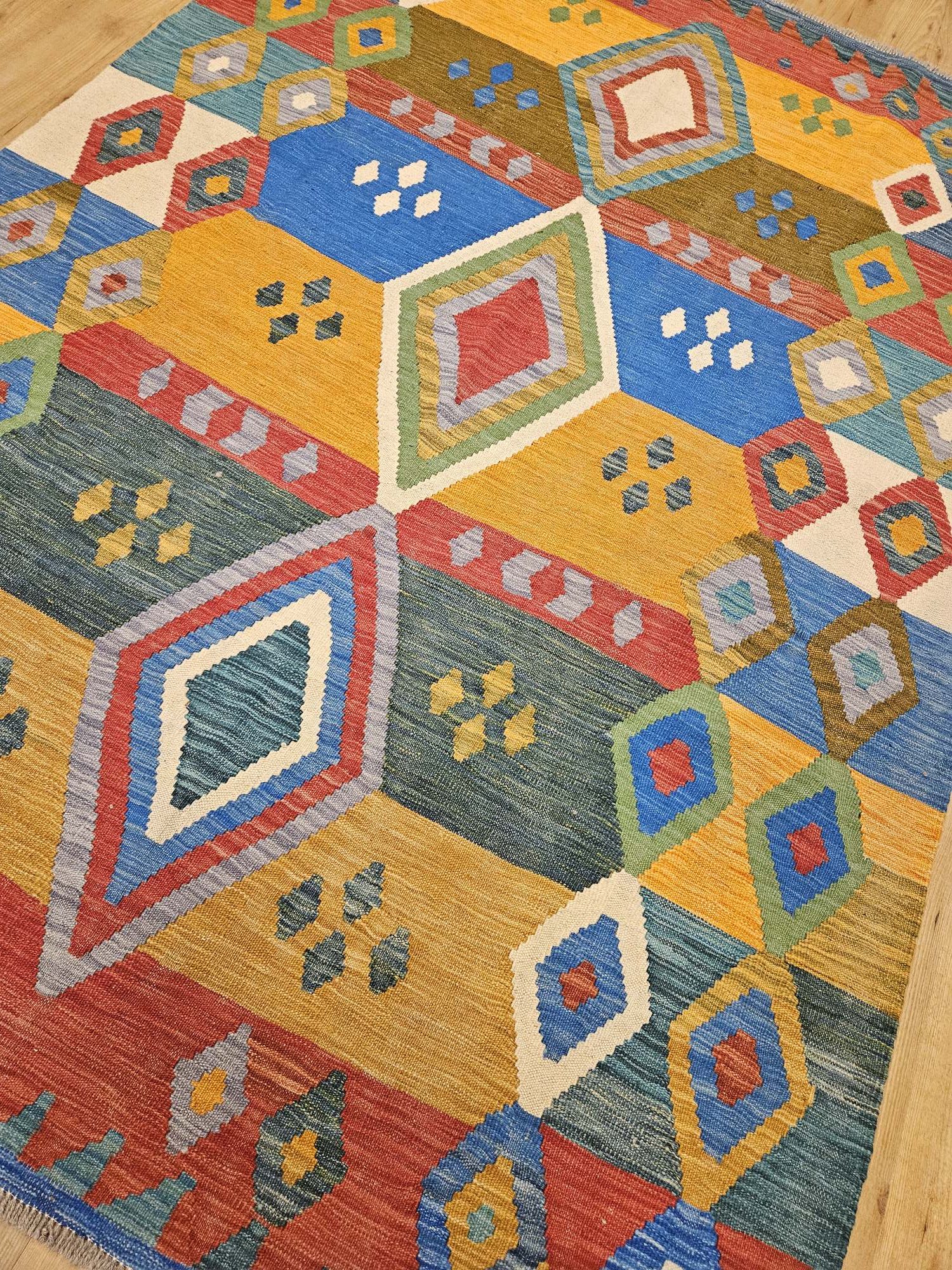 250x174 handgeweven oosterse wollen kelim ID32923 - Afbeelding 2