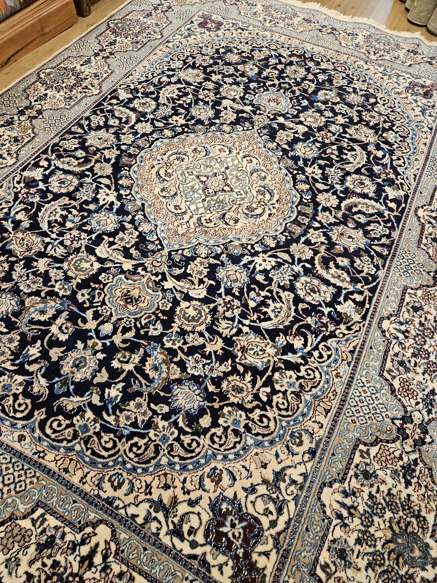 355x240 vintage handgeknoopt perzisch tapijt nain ID32993 - Afbeelding 2