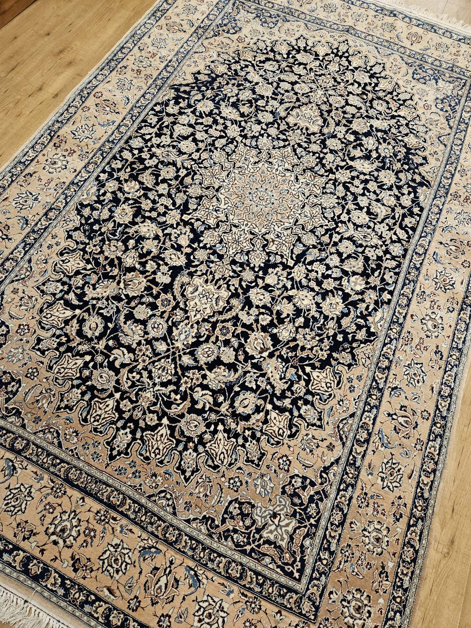 265x160 vintage handgeknoopt perzisch tapijt nain 6la met zijde ID33004 - Afbeelding 2