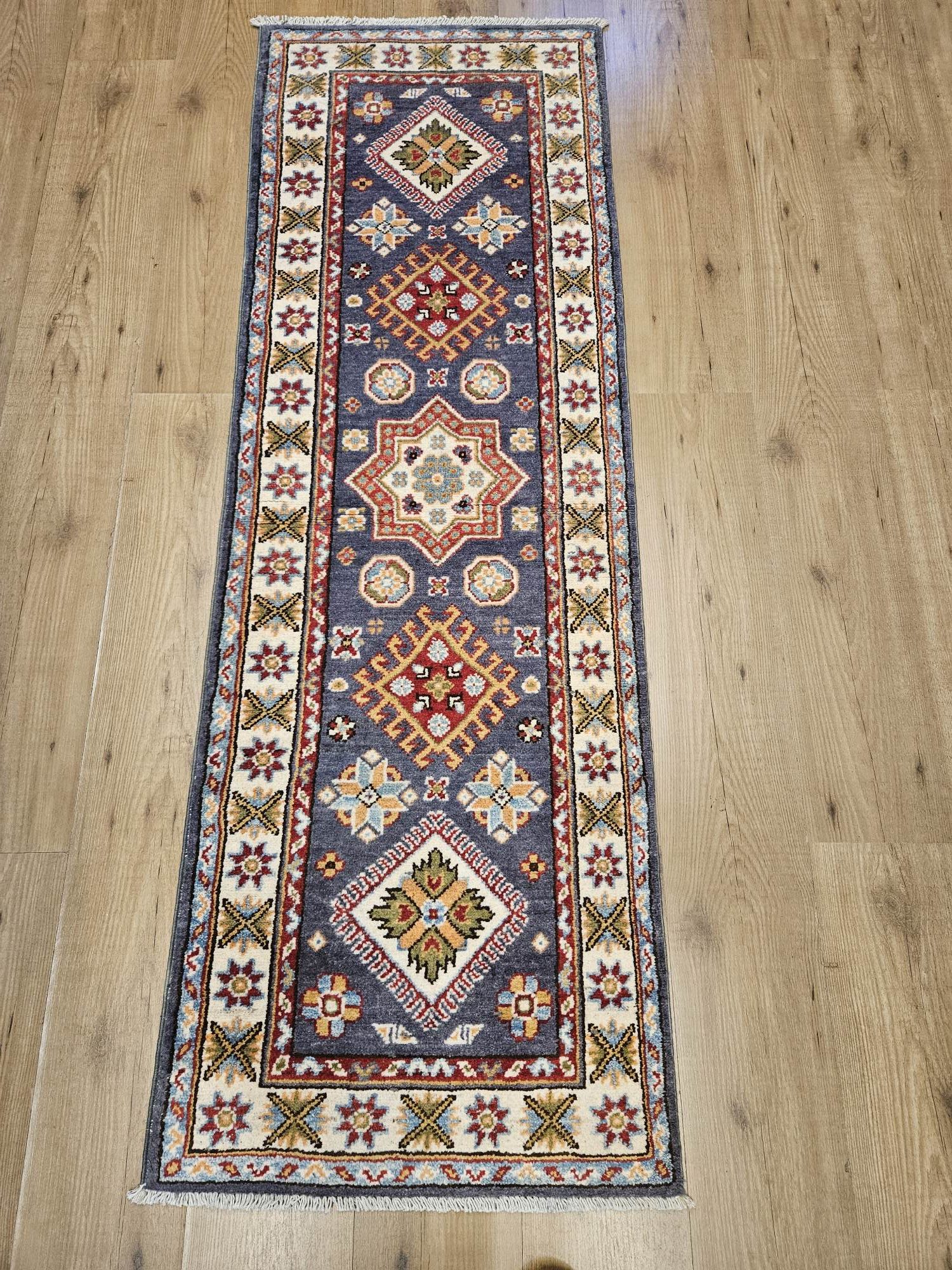 186x60 handgeknoopt oosters tapijt loper kazak ID32893