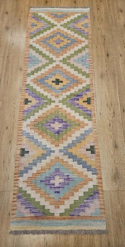 200x61 handgeweven oosterse wollen kelim loper ID32969