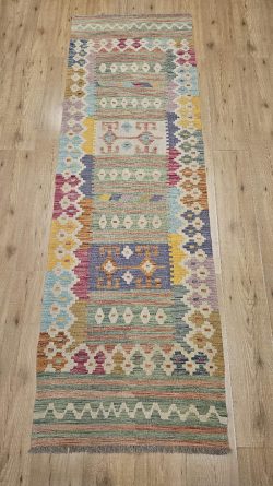 245x76 handgeweven oosterse wollen kelim loper ID32940