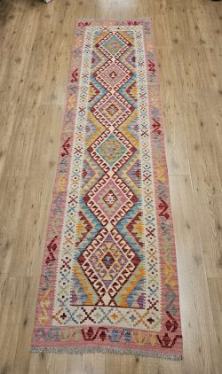 291x80 handgeweven oosterse wollen kelim loper ID32963