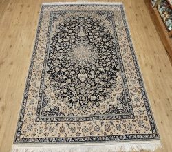 265x160 vintage handgeknoopt perzisch tapijt nain 6la met zijde ID33004