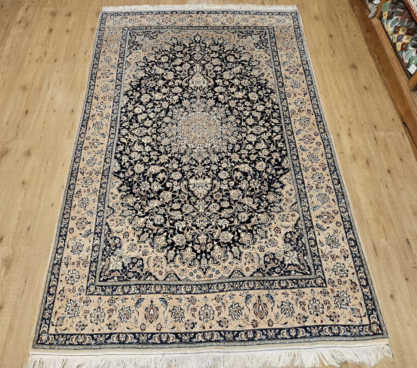 265x160 vintage handgeknoopt perzisch tapijt nain 6la met zijde ID33004