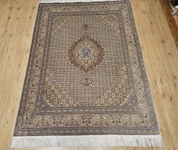 201x150 vintage handgeknoopt perzisch tapijt tabriz 50raj met zijde ID33005