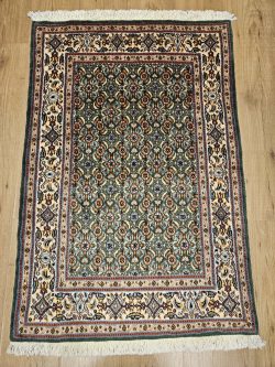 125x80 handgeknoopt perzisch tapijt moud met zijde ID33073