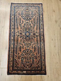 126x61 vintage handgeknoopt perzisch tapijt sarough us antiek ID33145