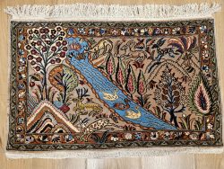 050x77 vintage handgeknoopt perzisch tapijt tabriz met zijde