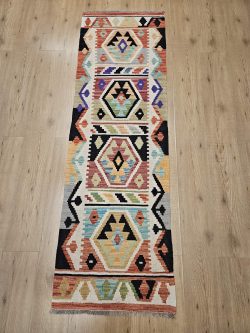 202x62 handgeweven oosterse wollen kelim loper ID33176