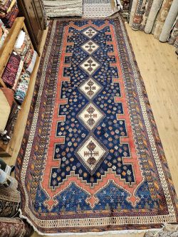 496x207 vintage handgeknoopt perzisch tapijt afshar ID33178