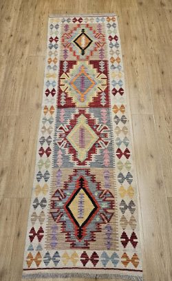 243x75 handgeweven oosterse wollen kelim loper ID33202