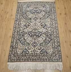 180x119 vintage handgeknoopt perzisch tapijt nain met zijde ID33196