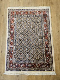 110x70 handgeknoopt perzisch tapijt moud met zijde ID33288