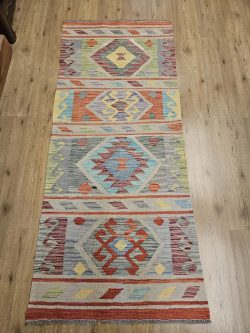 194x84 handgeweven oosterse wollen kelim loper ID33310