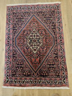 098x70 vintage handgeknoopt perzisch tapijt bidjar ID33256